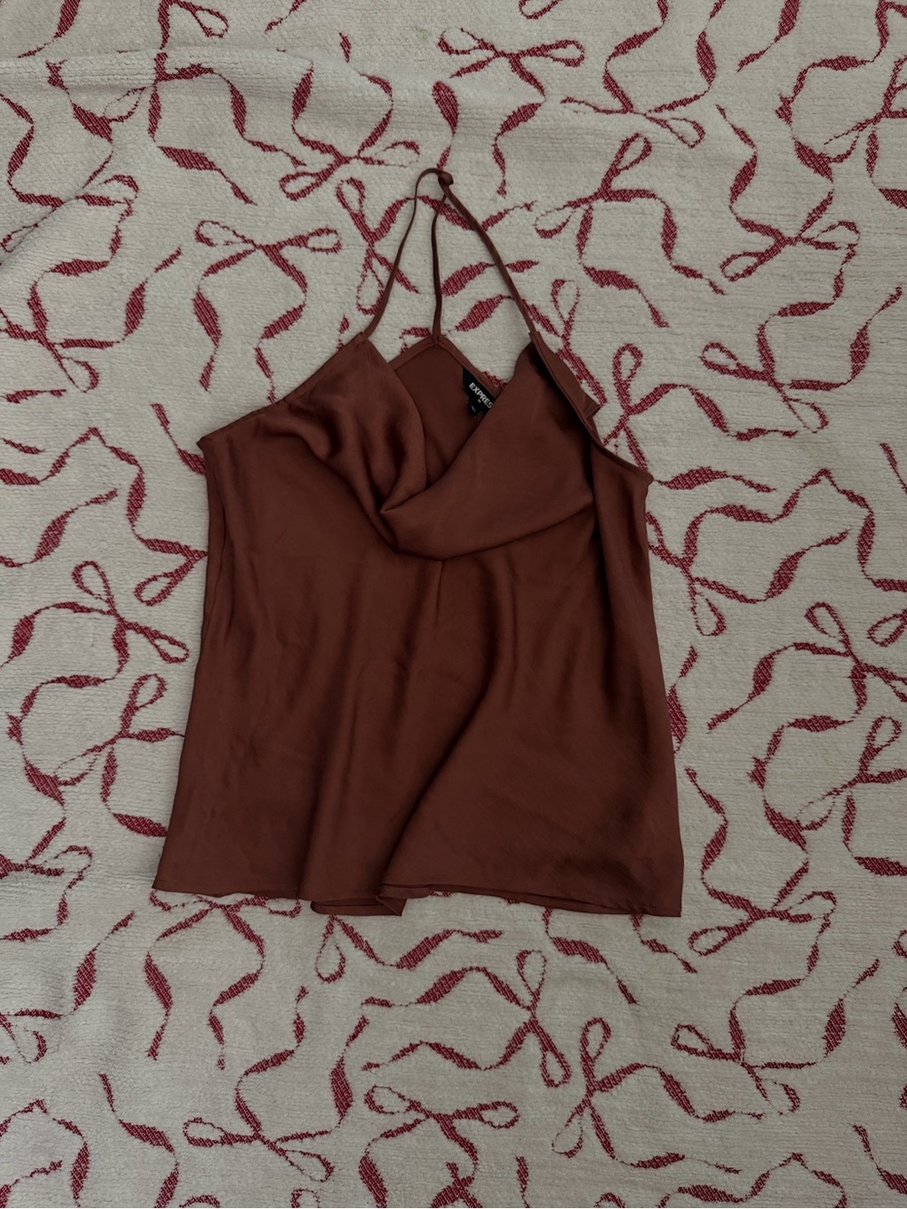 Express Rust Brown Satin Cowl Neck Camisole